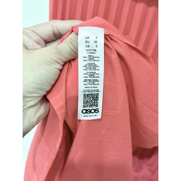 NWT ASOS DESIGN Flutter Sleeve Pleated Textured Chiffon Maxi Dress Red Womens 0 - Picture 6 of 6